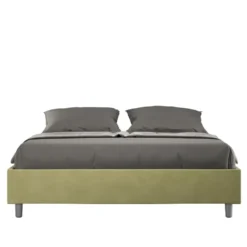 Letto 160x190cm matrimoniale sommier in microfibra tè verde LIT357
