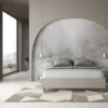 Letto 160x190cm matrimoniale sommier in microfibra sabbia beige LIT357