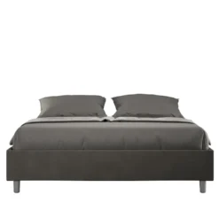 Letto 160x190cm matrimoniale sommier in microfibra grigio LIT357