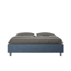 Letto 160x190cm matrimoniale sommier in microfibra blu LIT357