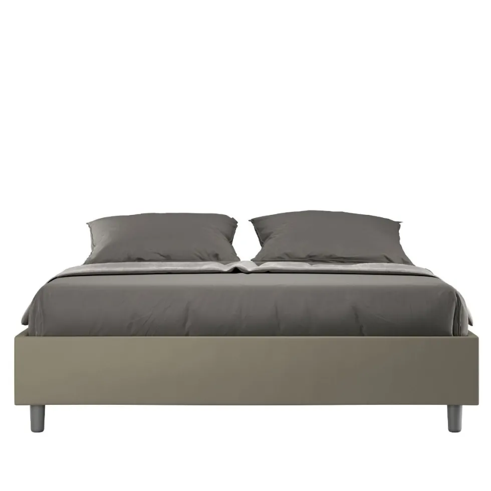 Letto 160x210cm matrimoniale sommier in similpelle cappuccino LIT375