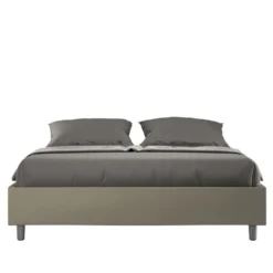 Letto 160x190cm matrimoniale sommier in similpelle cappuccino LIT355