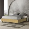 Letto 160x210cm matrimoniale sommier in tessuto giallo LIT383