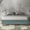 Letto 160x210cm matrimoniale sommier in tessuto blu LIT383