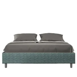 Letto 160x210cm matrimoniale sommier in tessuto blu LIT383