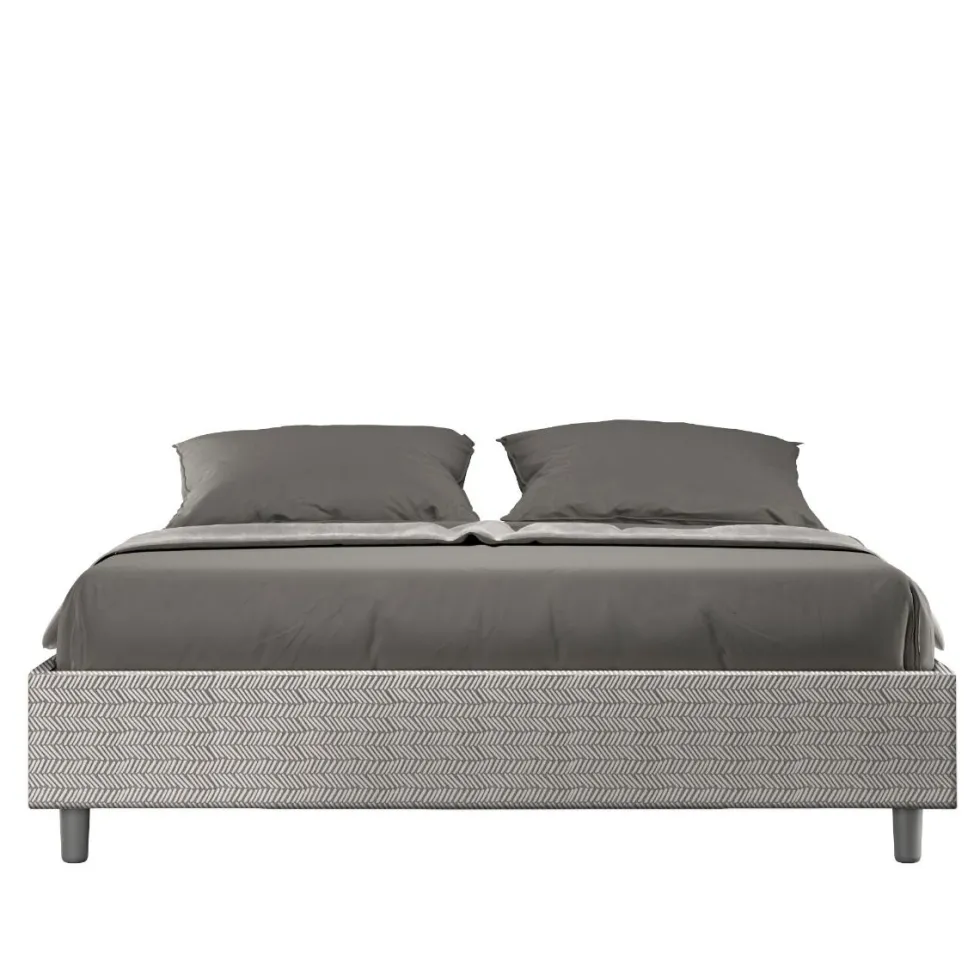 Letto 160x210cm matrimoniale sommier in tessuto bianco LIT383