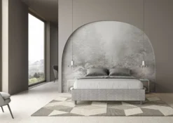 Letto 160x210cm matrimoniale sommier in tessuto bianco LIT383