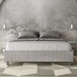Letto 160x210cm matrimoniale sommier in tessuto bianco LIT383