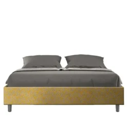 Letto 160x210cm matrimoniale sommier in tessuto giallo LIT381