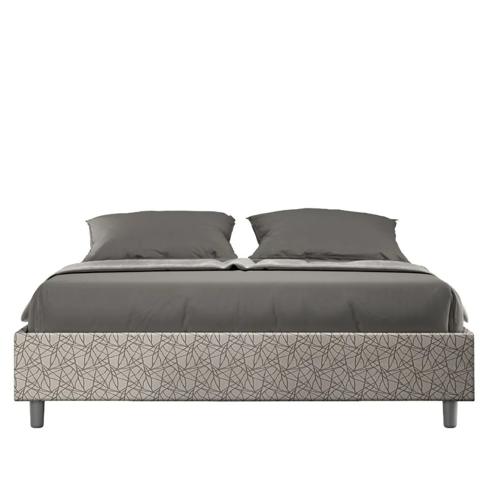 Letto 160x210cm matrimoniale sommier in tessuto grigio LIT381