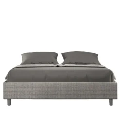 Letto 160x210cm matrimoniale sommier in tessuto grigio LIT379