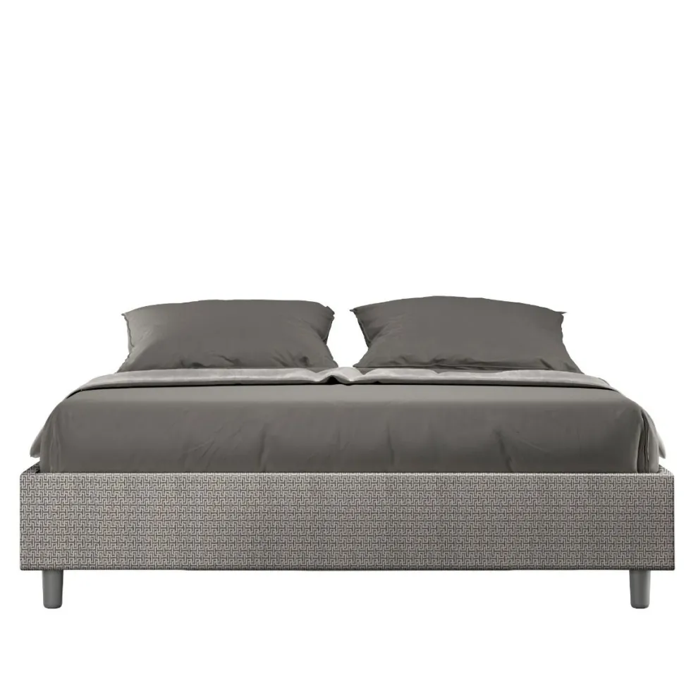 Letto 160x210cm matrimoniale sommier in tessuto grigio LIT379