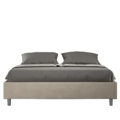 Letto 160x210cm matrimoniale sommier in microfibra sabbia beige LIT377