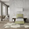 Letto 80x210cm singolo con giroletto imbottito in microfibra tè verde LIT35