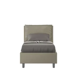 Letto 80x210cm singolo con giroletto imbottito in similpelle cappuccino LIT33