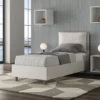 Letto 80x210cm singolo con giroletto imbottito in similpelle bianco LIT33