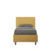 Letto 80x190cm singolo contenitore con testiera liscia in microfibra ocra LIT16