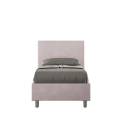 Letto 80x190cm singolo contenitore con testiera liscia in microfibra glicine lilla LIT16