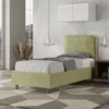 Letto 80x190cm singolo contenitore con giroletto imbottito in microfibra tè verde LIT28
