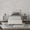 Letto 80x190cm singolo contenitore con testiera liscia in similpelle bianco LIT14