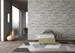 Letto 80x190cm singolo contenitore sommier in microfibra tè verde LIT4