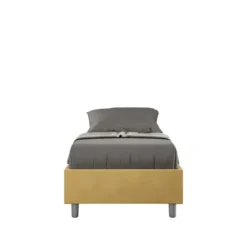 Letto 80x190cm singolo contenitore sommier in microfibra ocra LIT4