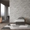 Letto 80x190cm singolo contenitore sommier in microfibra grigio LIT4