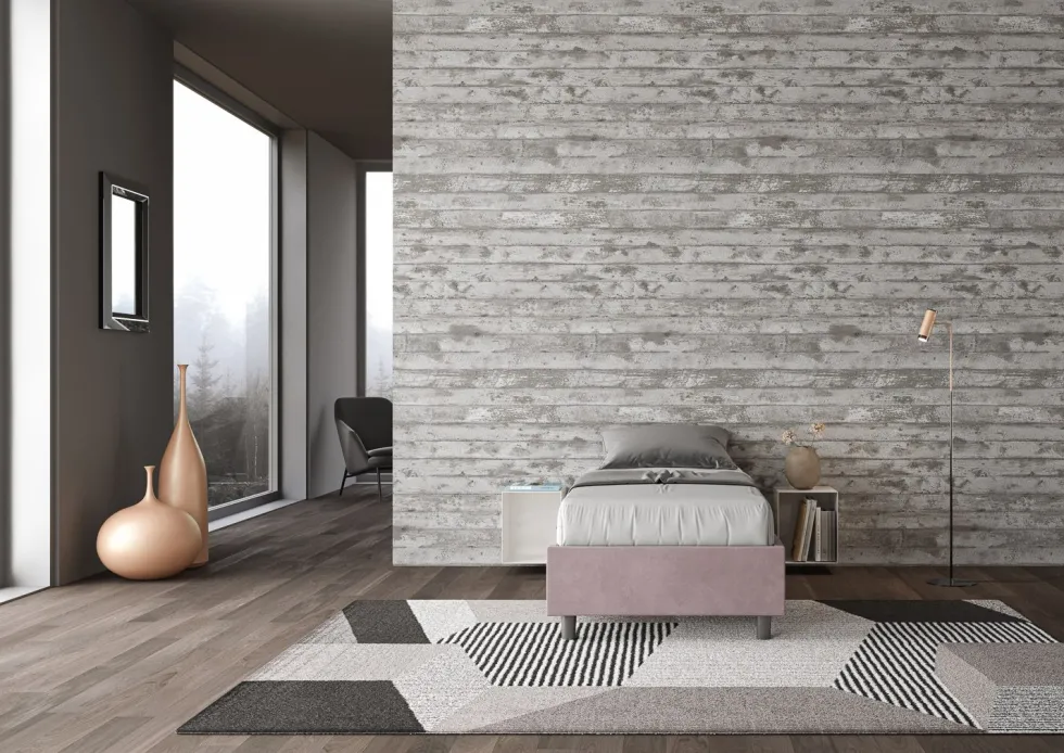 Letto 80x190cm singolo contenitore sommier in microfibra glicine lilla LIT4