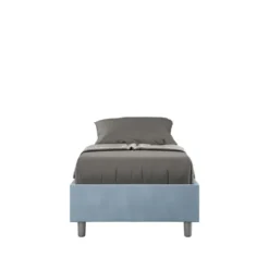 Letto 80x190cm singolo contenitore sommier in microfibra azzurro LIT4