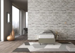 Letto 80x200cm singolo contenitore sommier in similpelle cappuccino LIT6