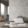 Letto 80x200cm singolo contenitore sommier in similpelle bianco LIT6