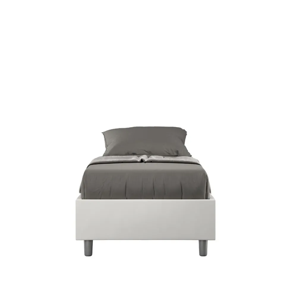 Letto 80x200cm singolo contenitore sommier in similpelle bianco LIT6