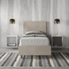 Letto 80x190cm singolo con testiera liscia in microfibra sabbia beige LIT15