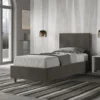Letto 80x190cm singolo con testiera liscia in microfibra grigio LIT15