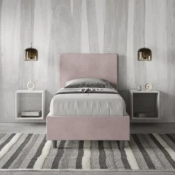Letto 80x190cm singolo con testiera liscia in microfibra glicine lilla LIT15