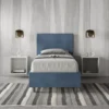 Letto 80x190cm singolo con testiera liscia in microfibra blu LIT15