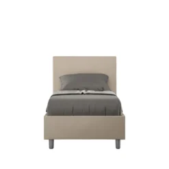 Letto 80x210cm singolo con testiera liscia in similpelle tortora LIT21