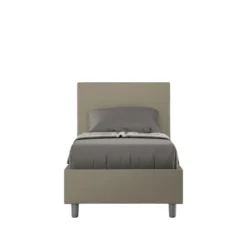 Letto 80x190cm singolo con testiera liscia in similpelle cappuccino LIT13