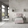 Letto 90x190cm singolo con tre bottoni in microfibra glicine lilla LIT111