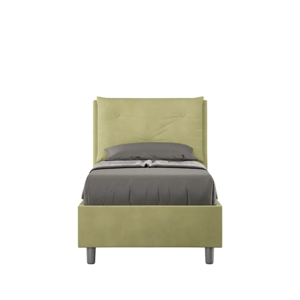 Letto 80x210cm singolo con tre bottoni in microfibra tè verde LIT53
