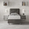 Letto 90x210cm singolo con tre bottoni in microfibra grigio LIT115