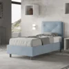 Letto 90x210cm singolo con tre bottoni in microfibra azzurro LIT115