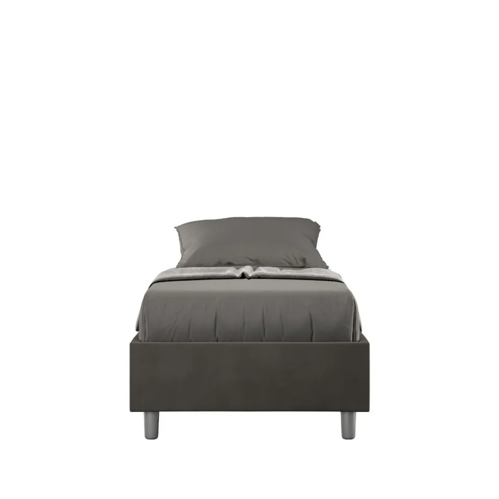 Letto 90x210cm singolo sommier in microfibra grigio LIT97