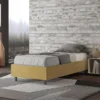 Letto 80x210cm singolo sommier in microfibra ocra LIT11