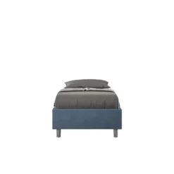 Letto 80x210cm singolo sommier in microfibra blu LIT11