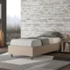 Letto 80x210cm singolo sommier in similpelle tortora LIT9