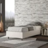 Letto 80x210cm singolo sommier in similpelle bianco LIT9
