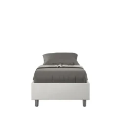Letto 80x210cm singolo sommier in similpelle bianco LIT9
