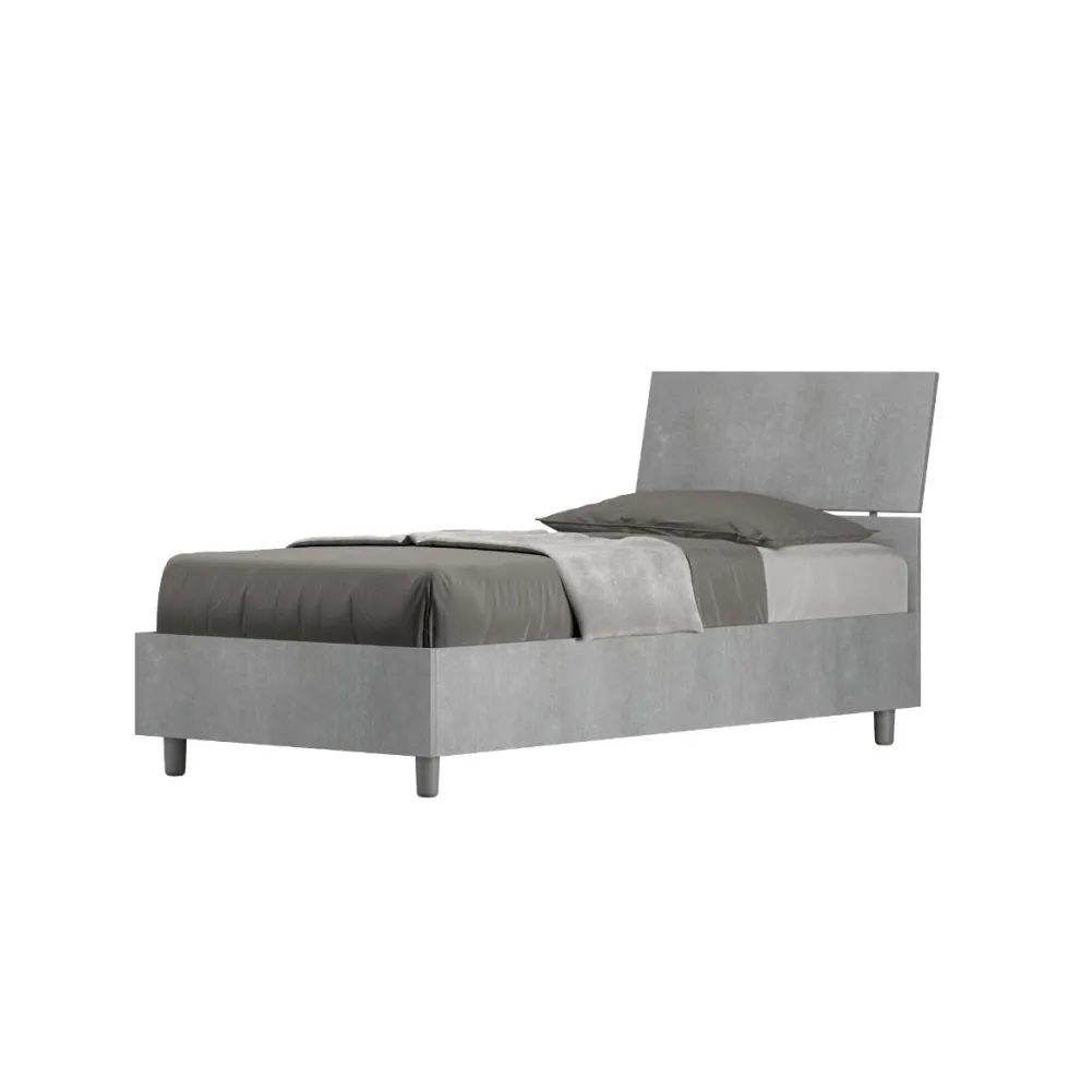 Letto 80x190cm singolo testiera inclinata moderno cemento LIT81