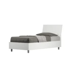 Letto 80x190cm singolo testiera inclinata effetto legno bianco frassino LIT81